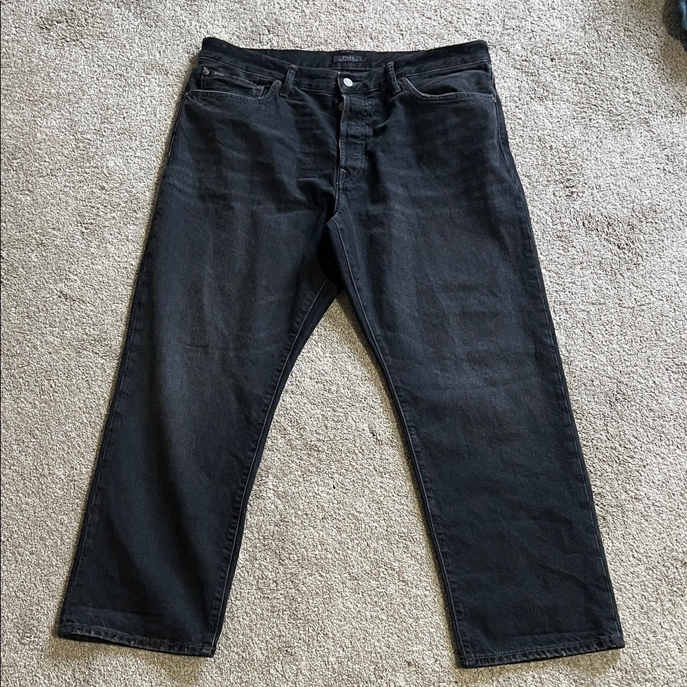 Polo Ralph Lauren Black Denim Jeans 36 Button Fly Classic Straight Men’s